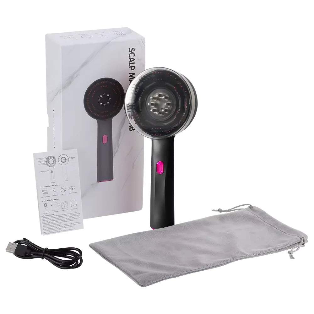 3 Modes Electric Vibration Massage Comb Red Light Therapy Hair Growth Scalp Brush Anti Hair Loss With Liquid Oil Applicator
