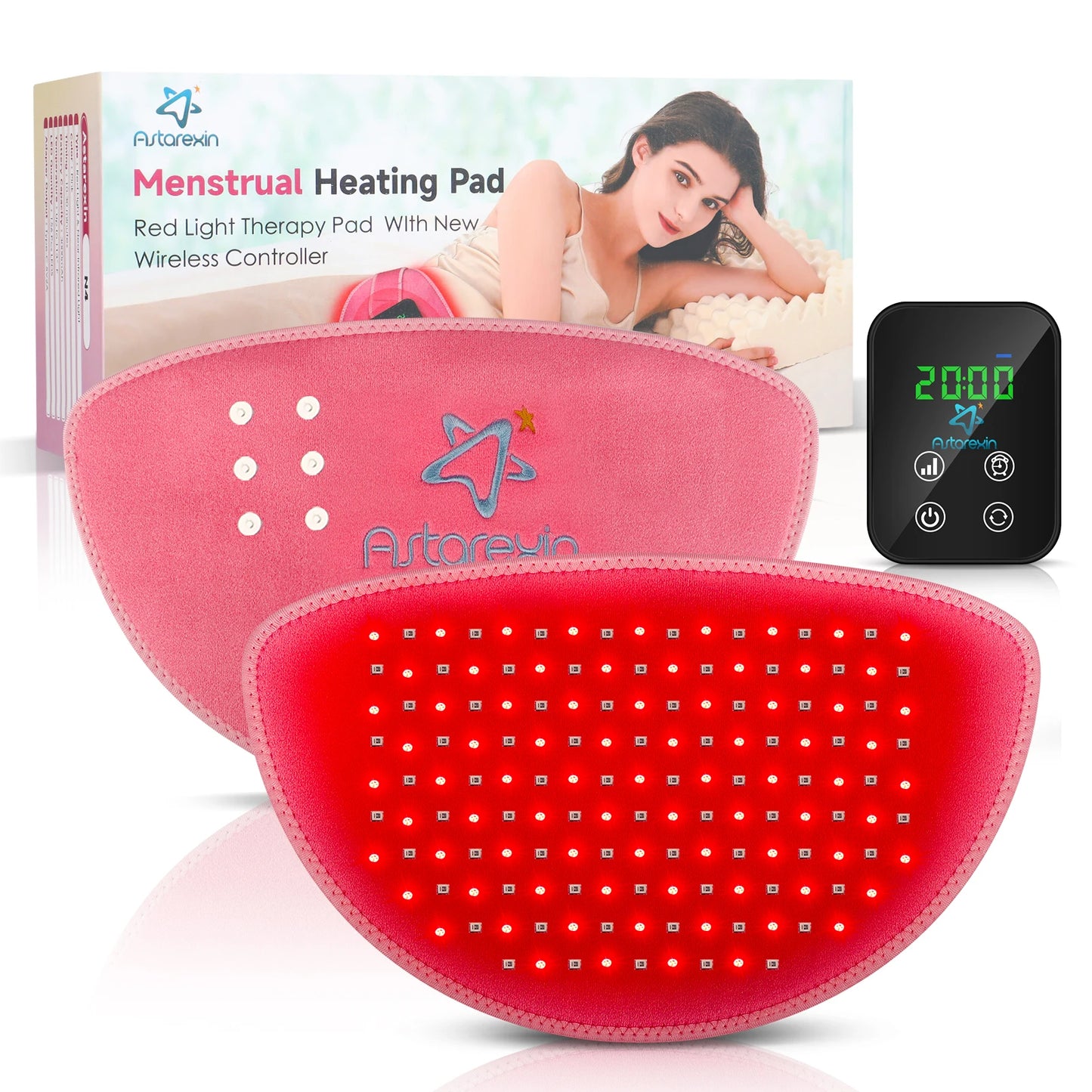 Astarexin Red Light Infared Therapy Warm Palace Belt Menstrual Heating Pad Waist Abdominal Period Uterus Massage Mat Pain Relief