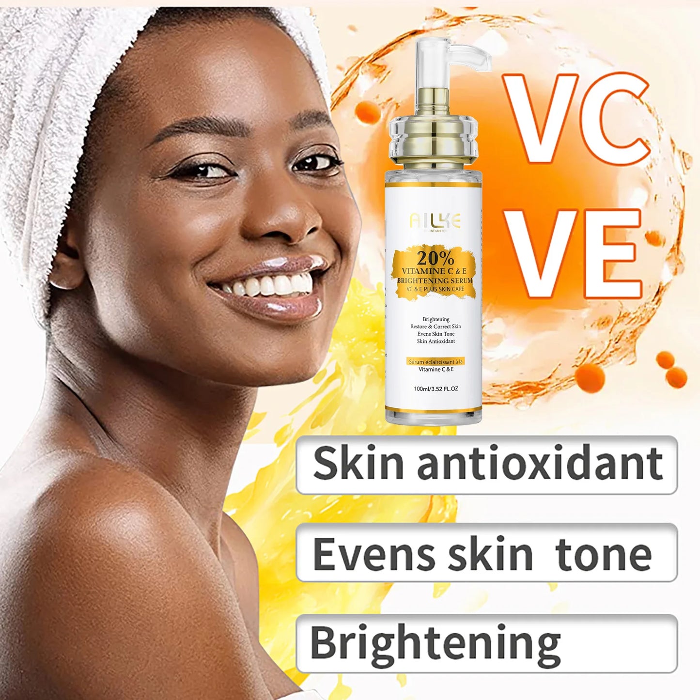 AILKE Vitamin C Brightening Body Lotion, Anti-Wrinkle, Skin Firming, Even Skin Tone Body Cream,With Hyaluronic Acid, Shea Butter