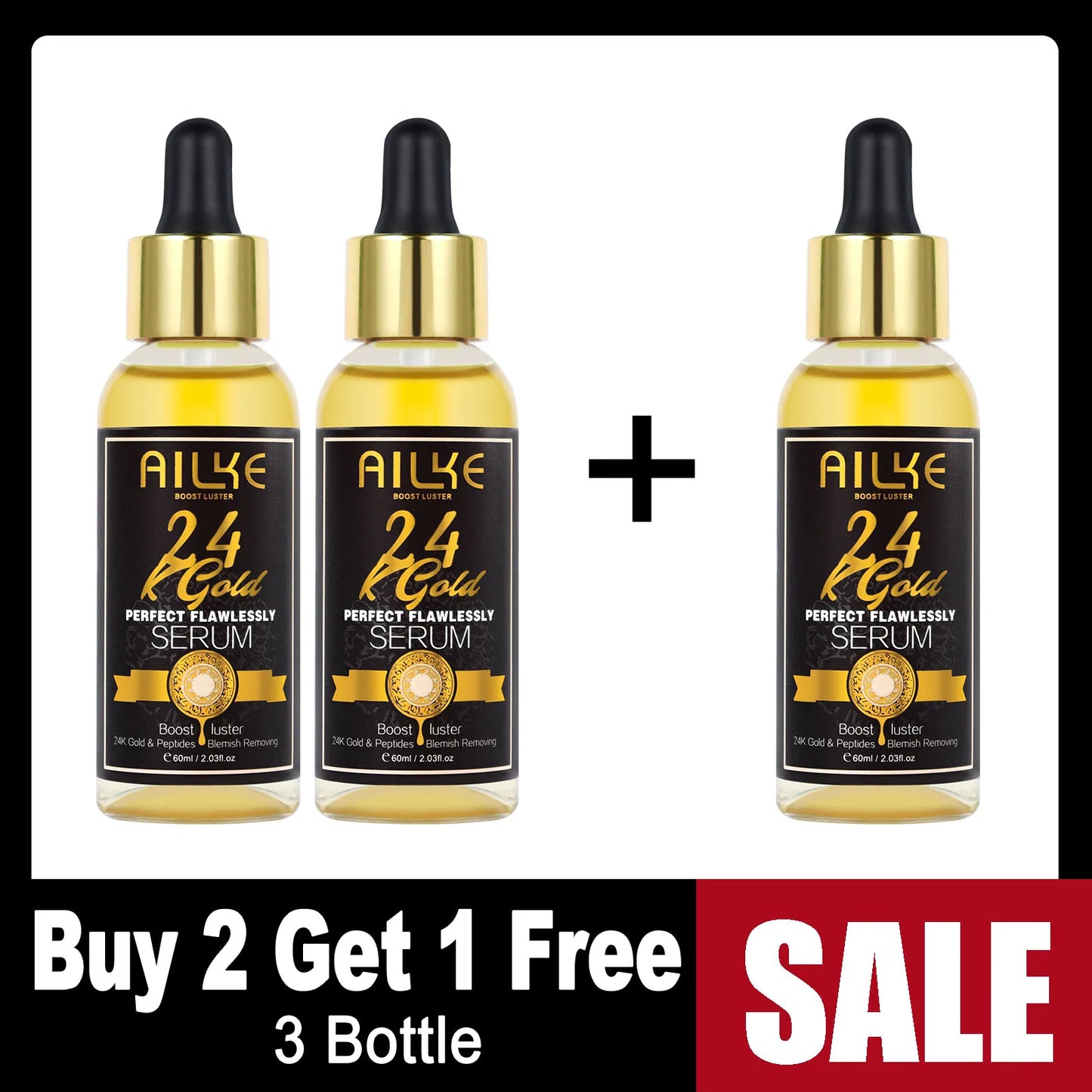 AILKE 24k Gold Whitening Range For All Skin Types, Remove Dark Spots, Wrinkles, Hyperpigmentation, Moisturizing, Hydration