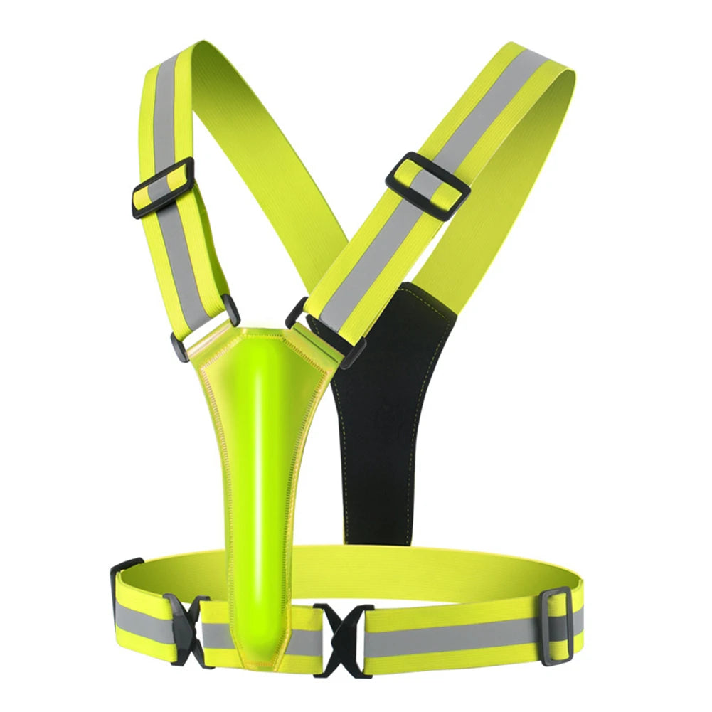 LED Running Vest USB Rechargeable Reflective Security Vest Adjustable Night Running Riding Clothing High Visibility Elastic Band