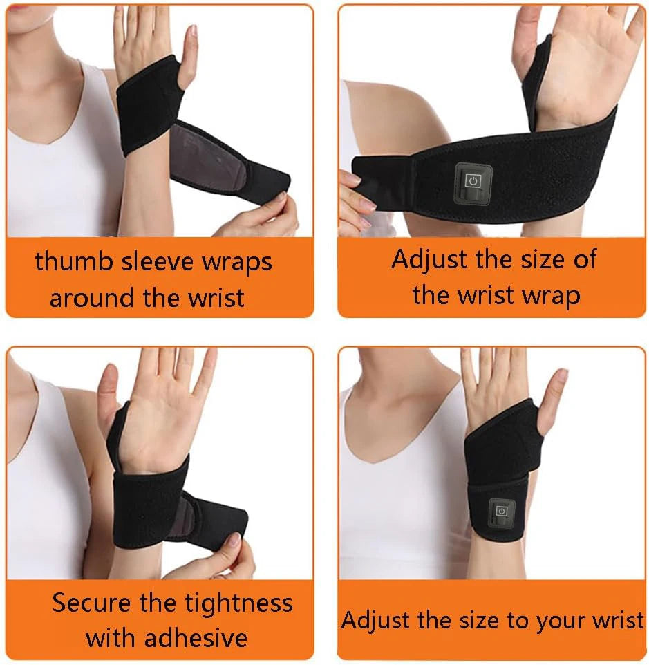 Wrist Heating Vibration Pad 3 Heat Level Heated Wrist Massager Hot Therapy for Carpal Tunnel Relief Tendonitis Wrist Support Pad