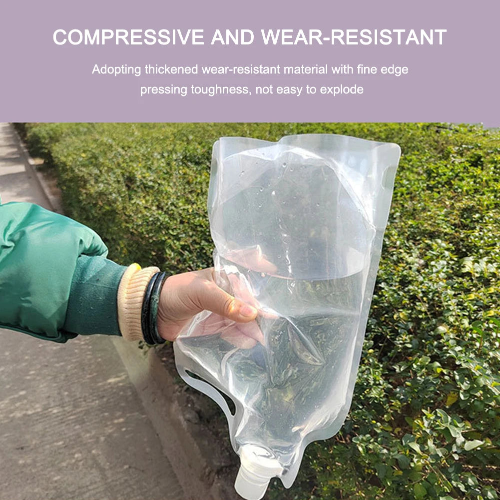 2L Transparent Water Bag Small Mouth Handle Portable Drinking Water Container No Leakage for Camping Hiking Cycling