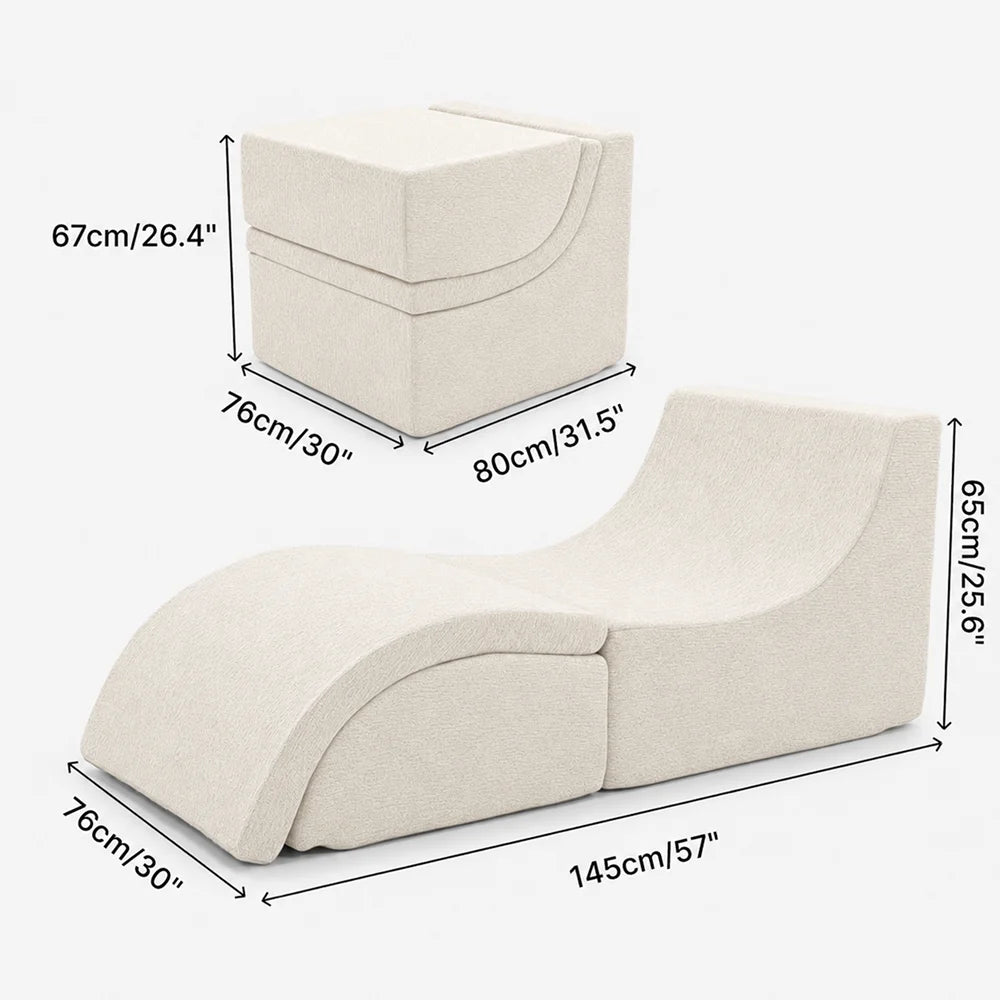 Multi Mode Foldable Ergonomic Recliner Chaise Lounge Sofa With Ottoman