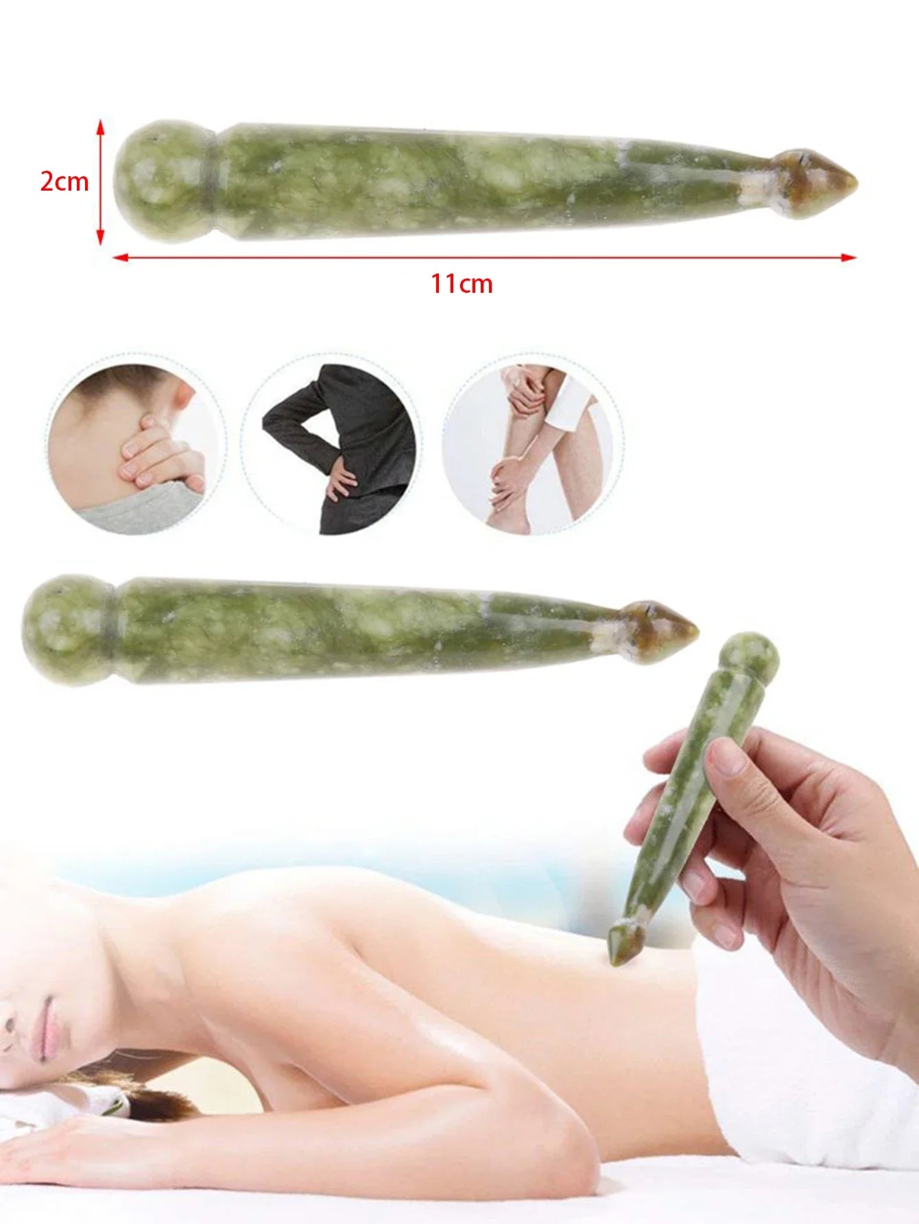 Jade Gua Sha Massage Stick for Face and Body Acupoint