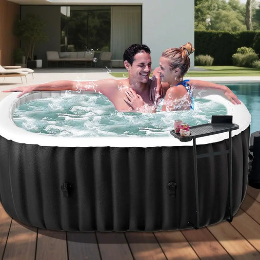 Inflatable Hot Tub With 100 Bubble Jets Oval Portable Spa