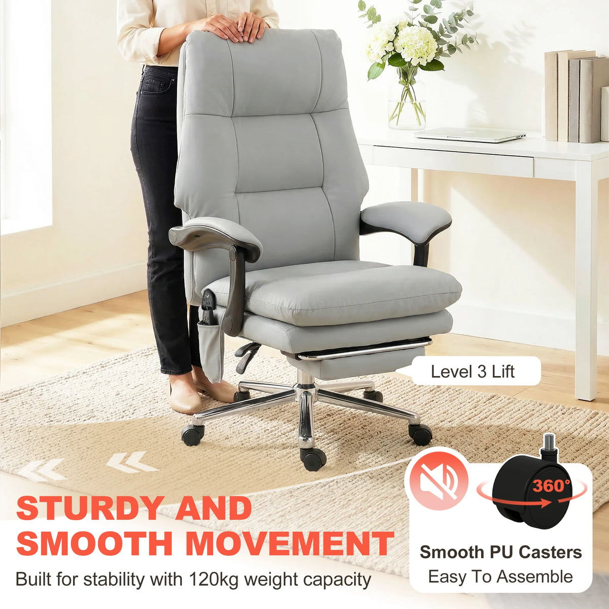 Homcom Massage Ergonomic Office Chair With Vibration Footrest