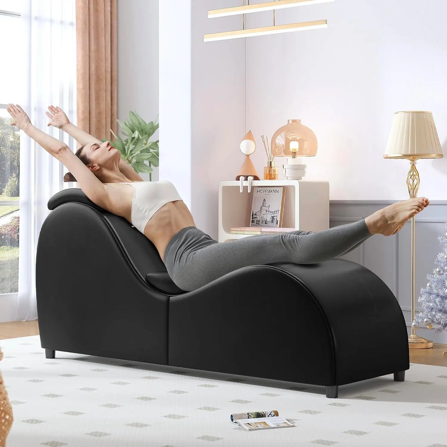 60'' Yoga Chairs, Curved Chaise Lounge Chair for Adults Stretching Exercising Relaxing, Ergonomically Designed Yoga, Customized