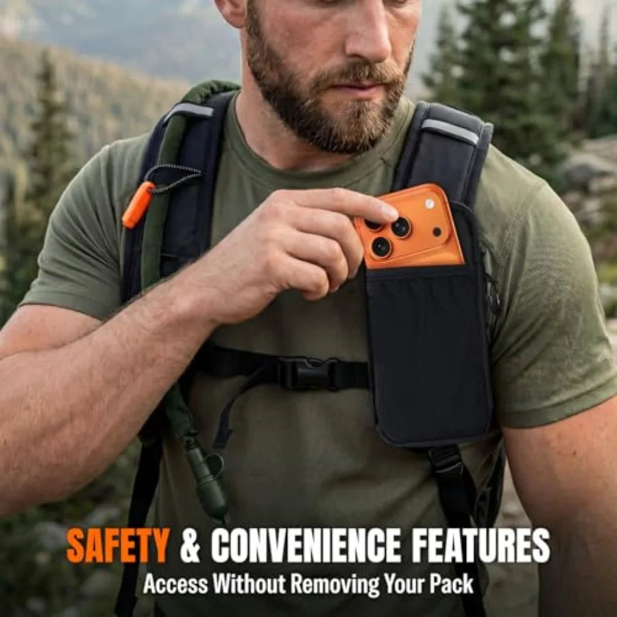 25L Hydration Backpack Hiking, Hiking Backpack with Water Bladder, Detachable Phone Pouch and Helmet Holder, Lightweight Water