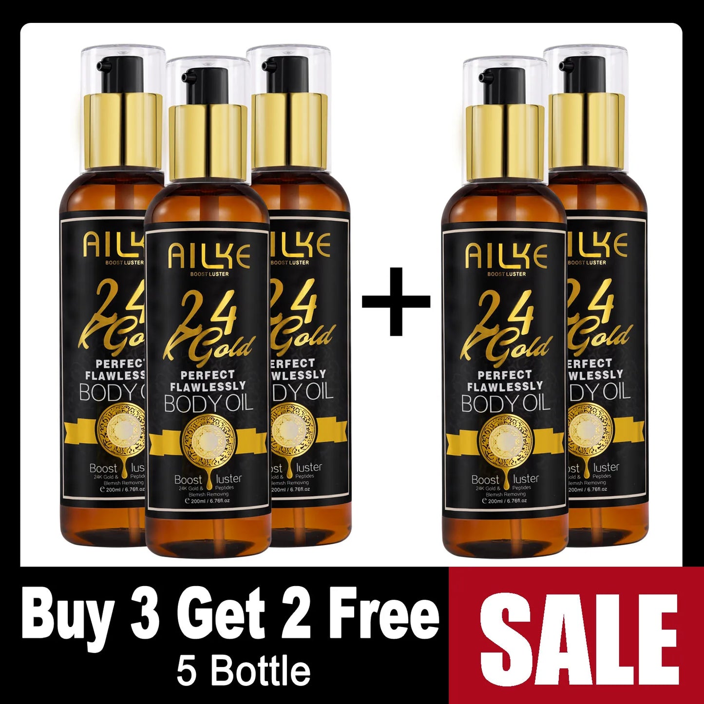 AILKE 24k Gold Whitening Range For All Skin Types, Remove Dark Spots, Wrinkles, Hyperpigmentation, Moisturizing, Hydration