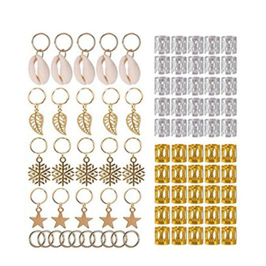 80Pcs/Set Mix Lot Dreadlocks Jewelry Braid Ring Cuffs Beads Hair Clips Pendants DIY Hairstyle Hair Protecting Kit