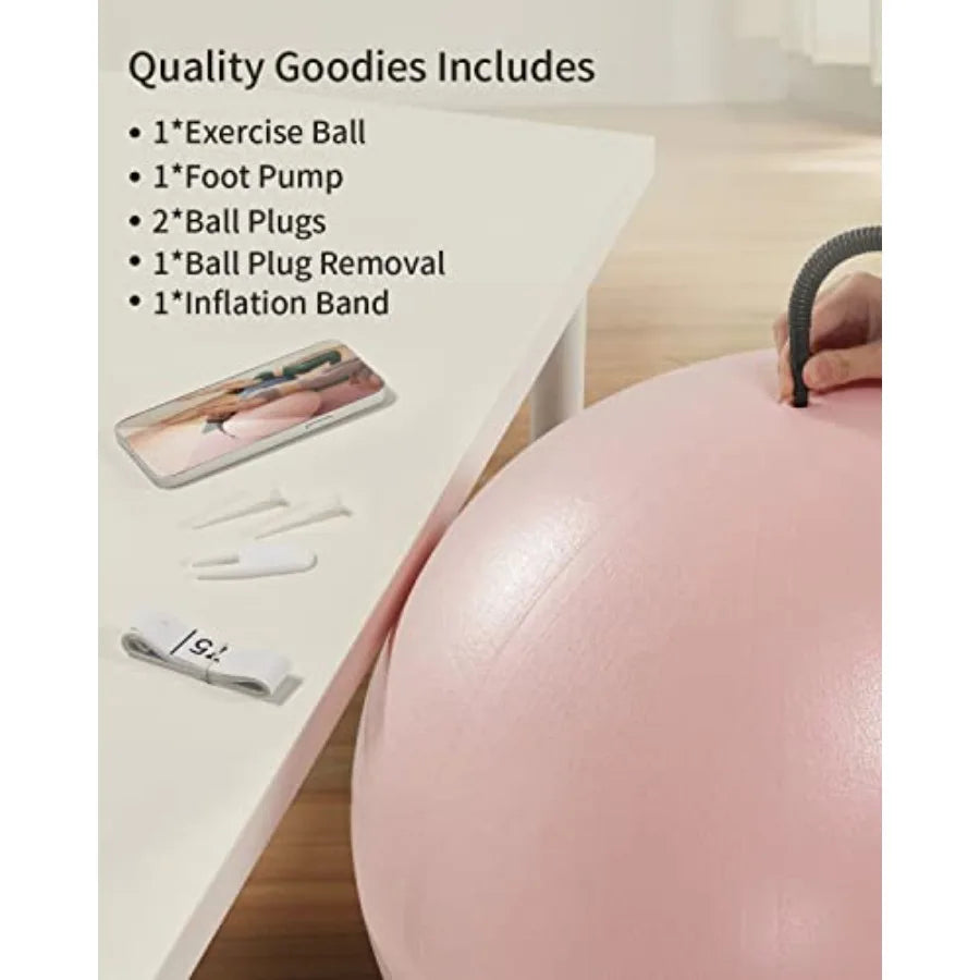 Anti-Burst Exercise Ball for Working Out, Yoga and Pregnancy, Extra Thick Workout Ball for Physical Therapy and Fitness