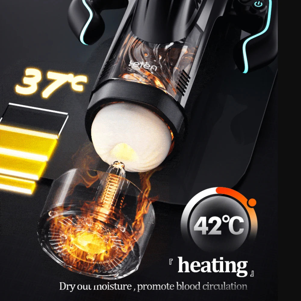 5 IN 1 Automatic Sucking Heating Telescopic Masturbator With Game Powerful Vacuum Sucking Blowjob Piston Adult Sex Toy for Men