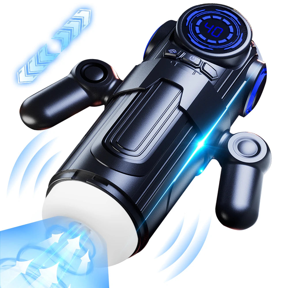 3 IN 1 Automatic Sucking Male Masturbation Cup with Handle Double layer telescopic Male Stroker Pocket Pussy Adult Toys for Men