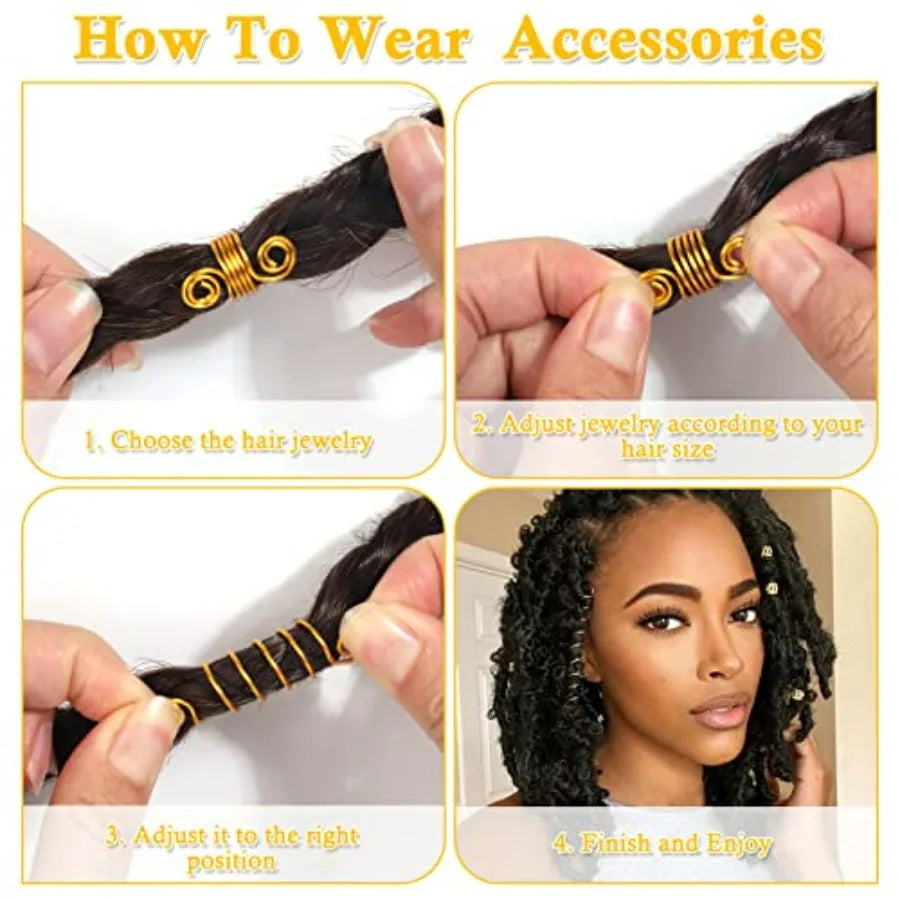 262 Pcs Dreadlock Accessories for Women, Hair Jewelry for Braids Loc Jewelry Hair Decorations, Gold and Silver Hair Accessories