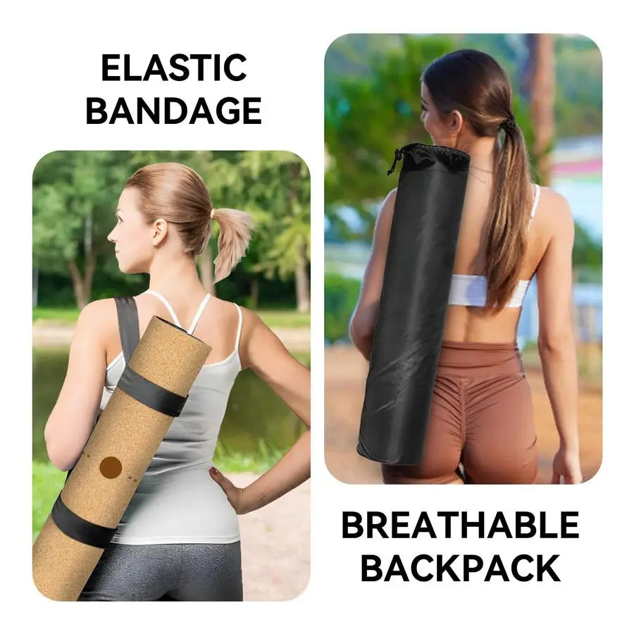 Yoga Mat, with Cork Material as The Front and TPE as The Bottom of The NonSlip Fitness Mat, Suitable for All Types of Yoga and F