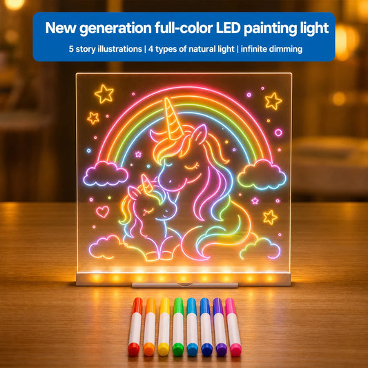 DUMILOO Acrylic LED Rewritable Message Board Night Light With Pens