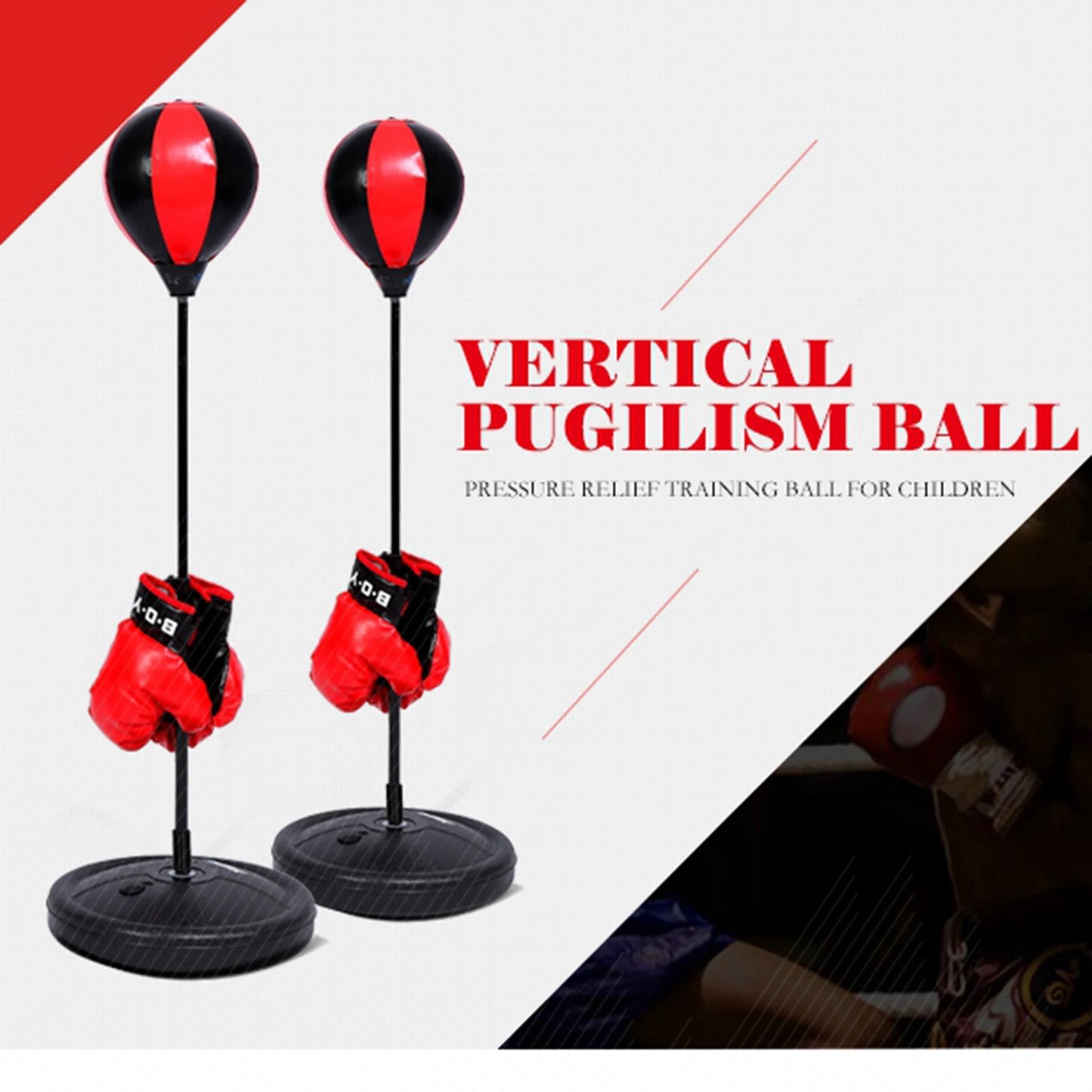Kids Boxing Ball Adjustable Height Kids Punching Ball Bag Speed Boxing Sports Set Fighting Game With Gloves
