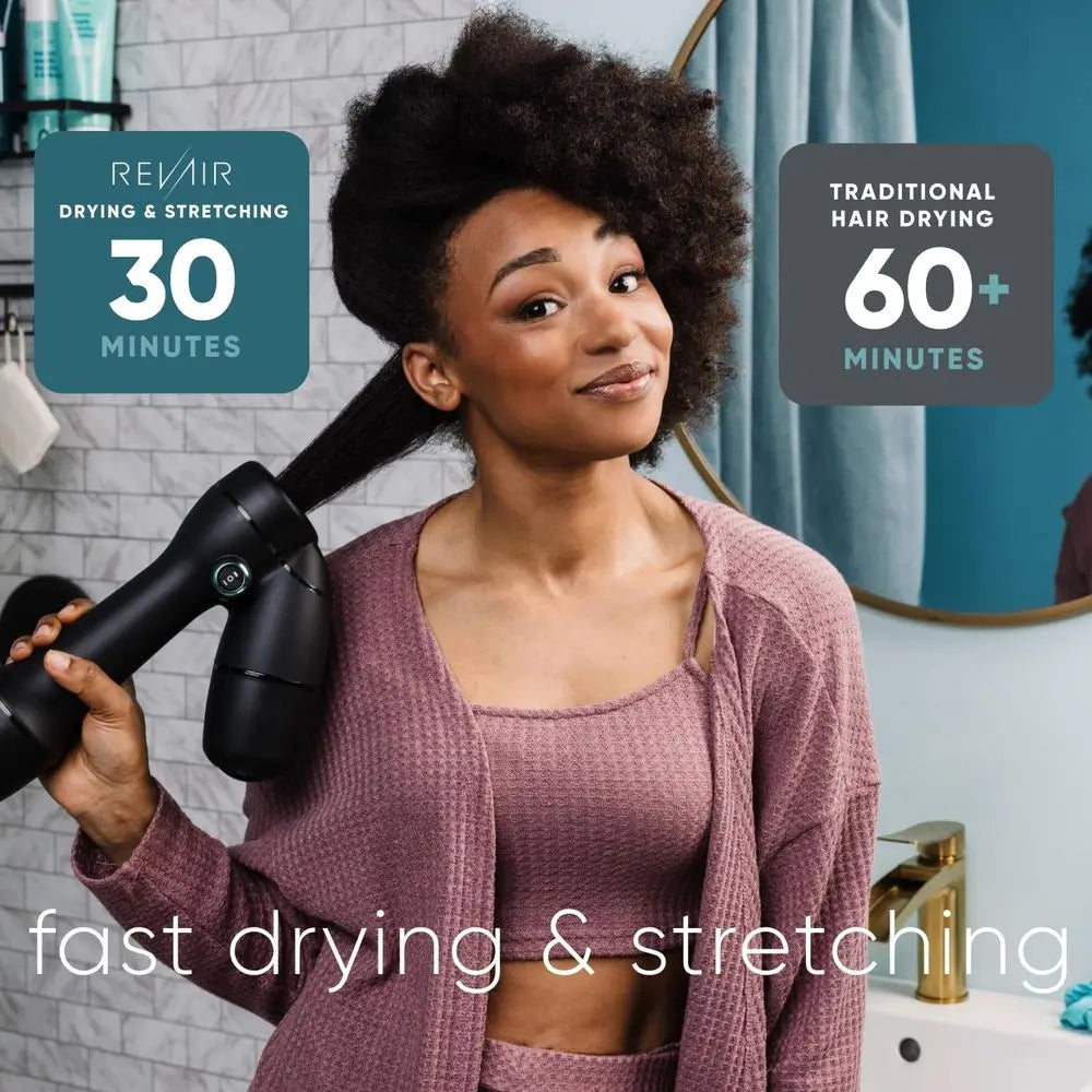 Innovative Reverse-Air Dryer for Fast Drying and Styling - Reduces Heat Damage for Curly, Wavy, and Straight Hair