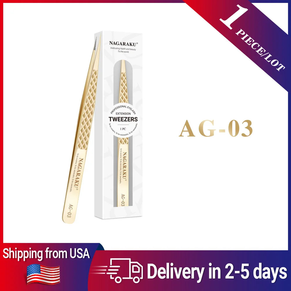 NAGARAKU AG Tweezers For Eyelash Extension Volume Fans-making Eyelash Precision Fiber Tip Tweezers Fast Shipping from USA