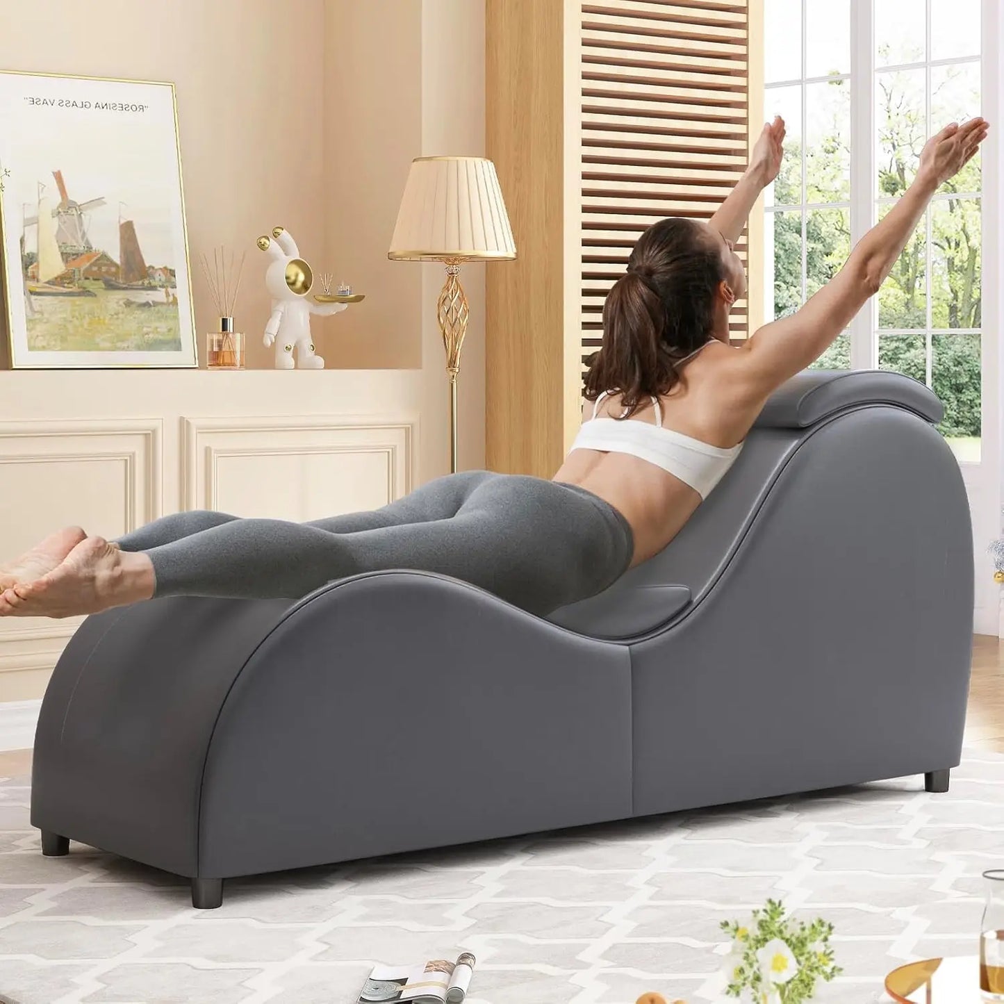 60'' Yoga Chairs, Curved Chaise Lounge Chair for Adults Stretching Exercising Relaxing, Ergonomically Designed Yoga, Customized