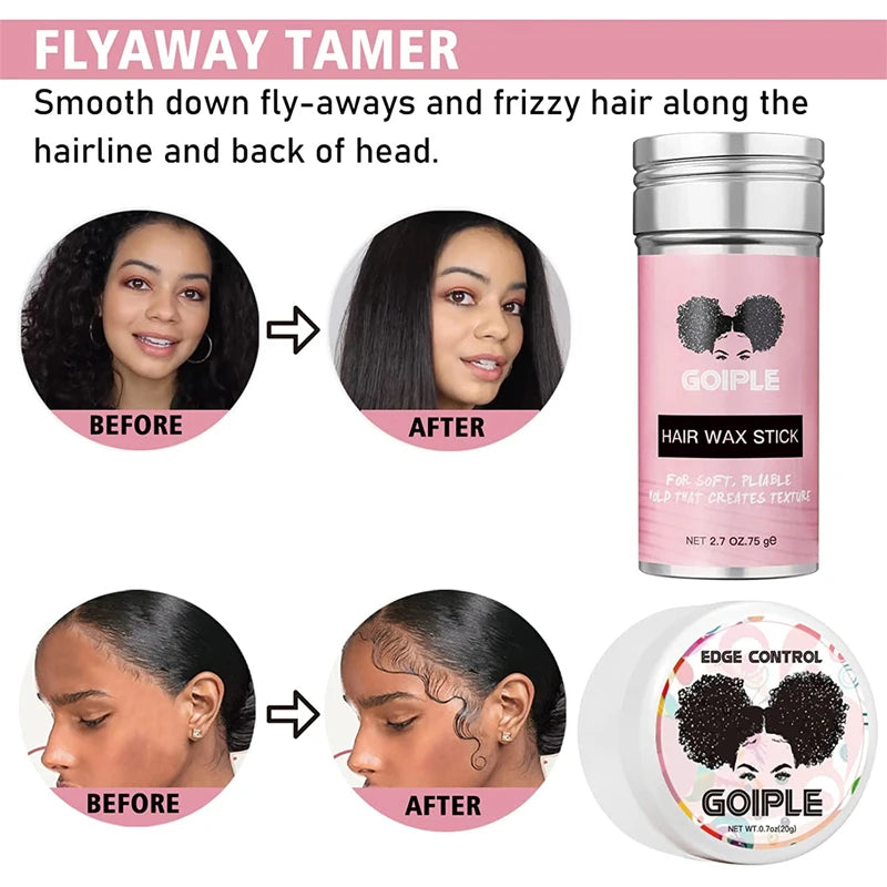 GOIPLE Edge Control Wax Stick Kit for Slick Baby Hair Lace Wig Extensions Adhesive Glue Gel Hair Tool Melting Spray Tint Mousse