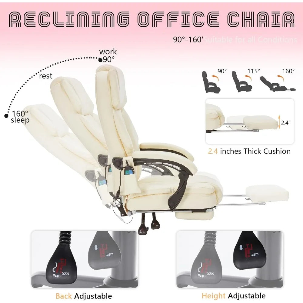 Ergonomic Vibration Massage Chair With Heat And Rotating Footrest