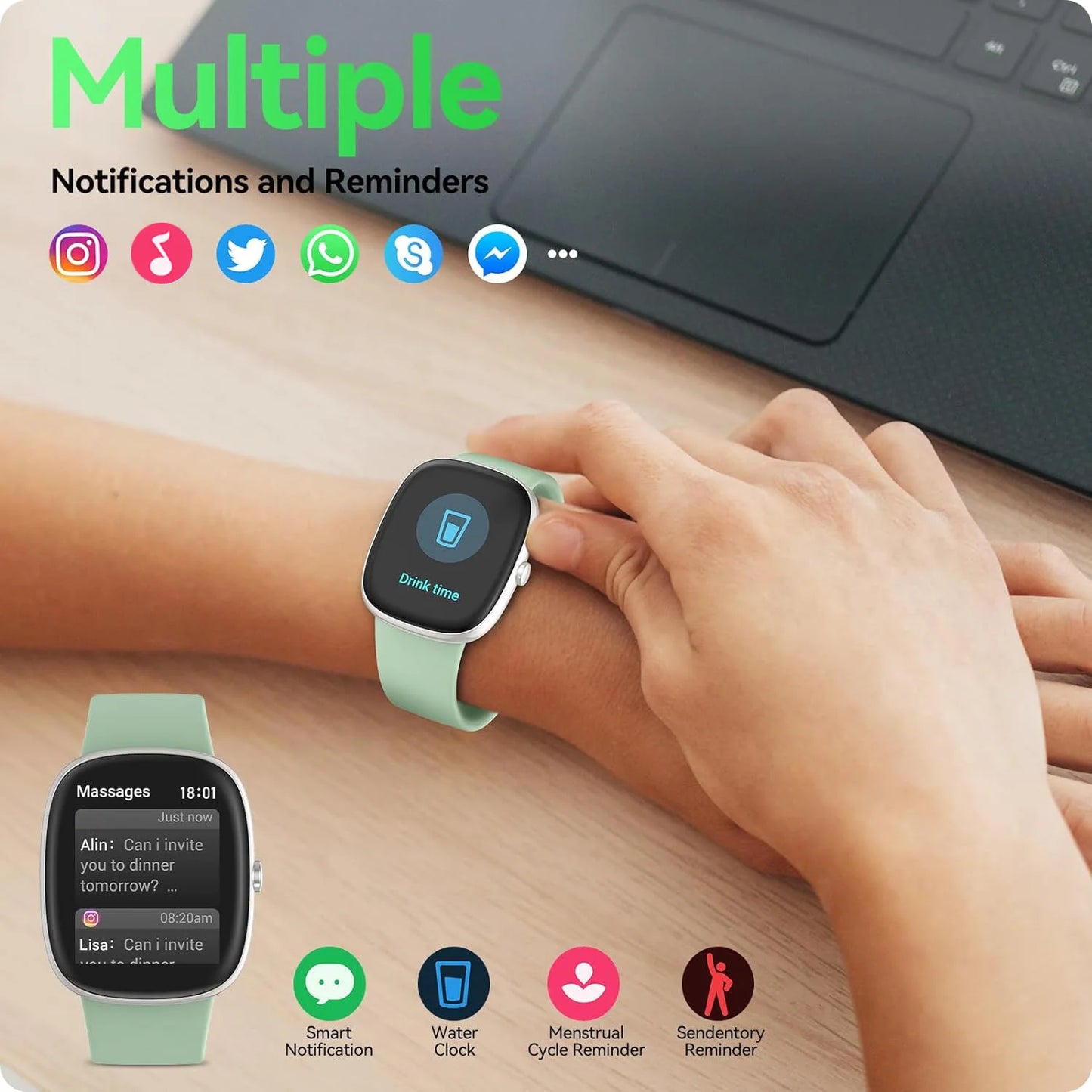 Smart Watches for Men Women  Sleep Tracking, 46mm 1.3oz Step Calorie Counter Fitness Watch Activity Trackers Pedometer forAndro