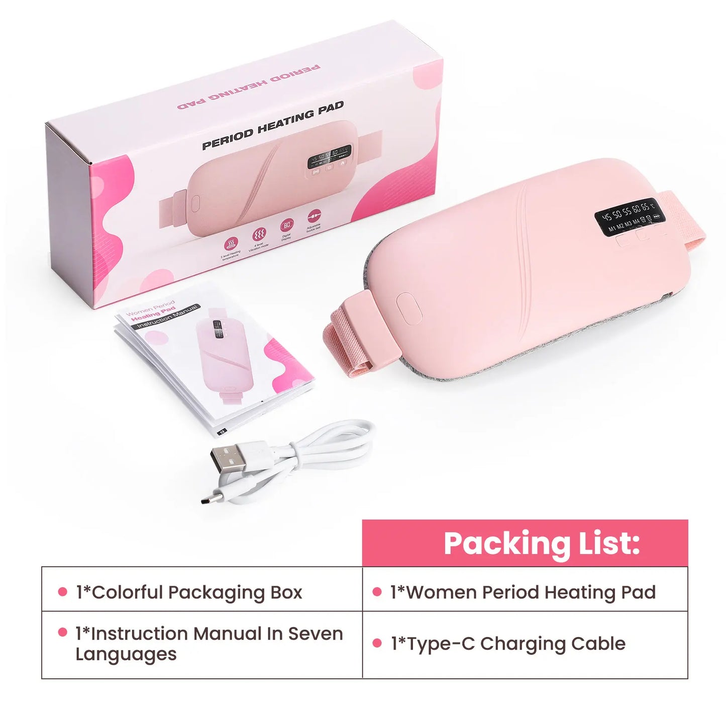 US Stock Electric Abdomen Heating Waist Massager Belt for Period Menstrual Heated Pad for Relief Menstrual Spasm Warm PalaceBelt