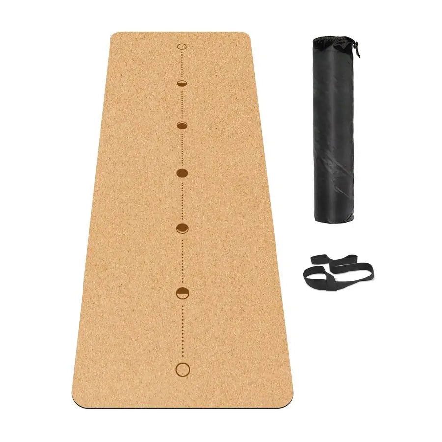 Yoga Mat, with Cork Material as The Front and TPE as The Bottom of The NonSlip Fitness Mat, Suitable for All Types of Yoga and F