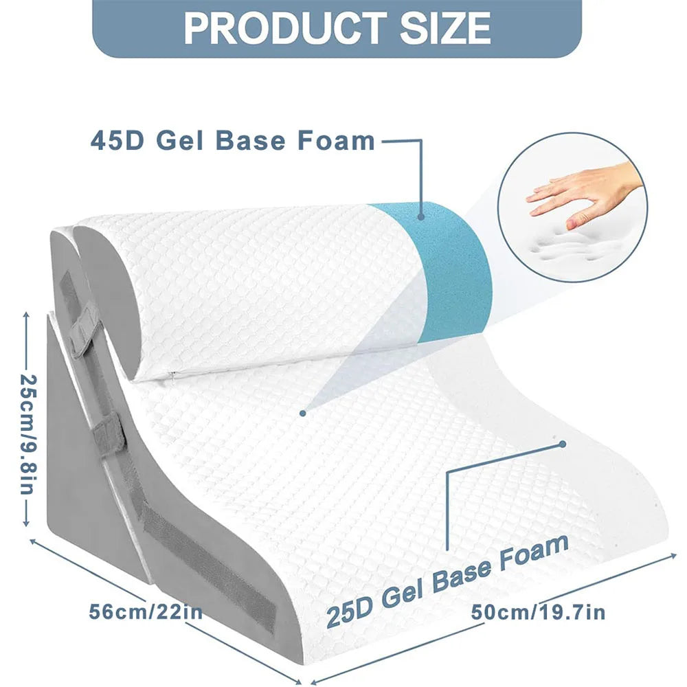 Adjustable Memory Foam Wedge Pillow With Detachable Neck Bolster