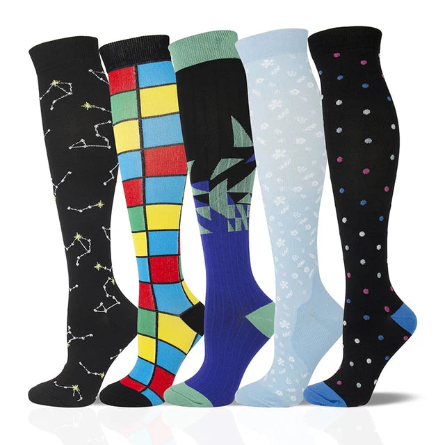 3/6/7 Pairs/Pack Compression Socks Women Men Knee High 30 MmHg Running Sports Socks Edema Diabetes Varicose Veins Socks Dropship