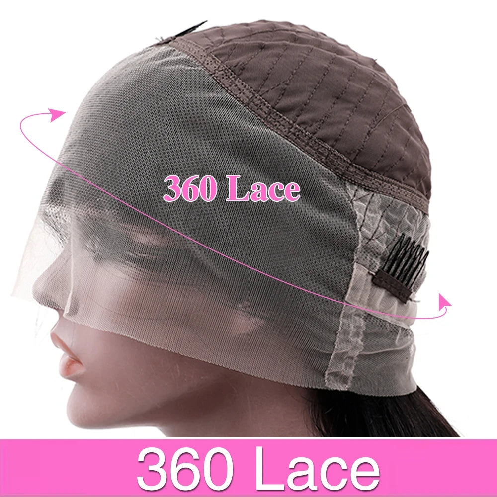 13X6 HD Lace Frontal Wig Bone Straight Human Hair 360 Full Lace 40 Inch Wig 220 Density Brazilian Hair Wig Can Be Dyed Any Color