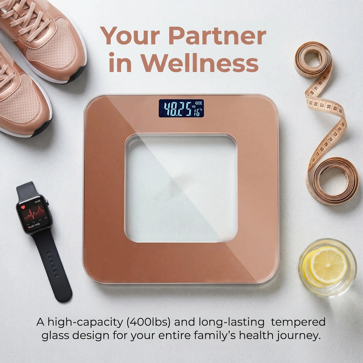 Digital Bathroom Scale, Body Weight Scale, High Precision, Large LCD Display, Max 180kg, Home Weighing Machine