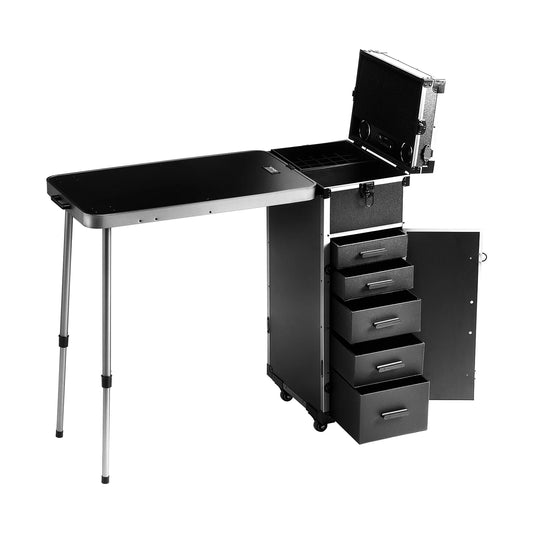 SucceBuy Professional Rolling Makeup Train Case With Supporting Legs