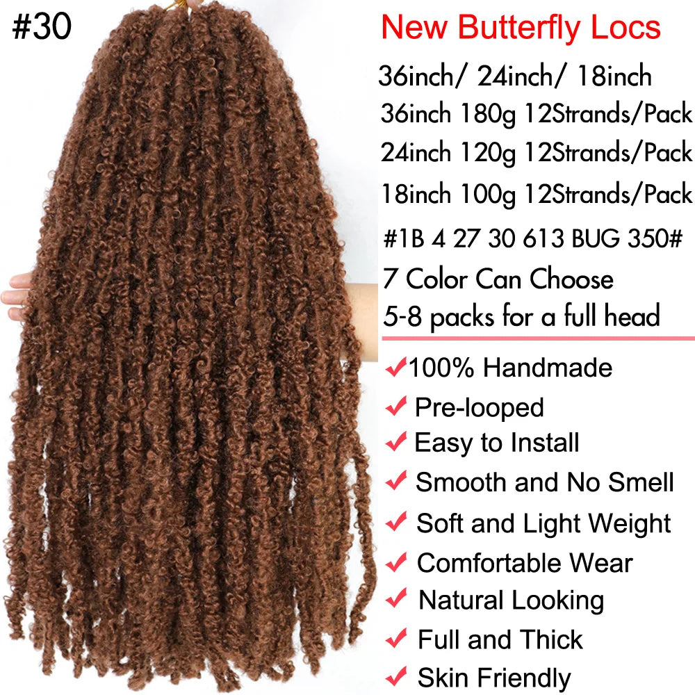 UPJO Butterfly Locs Crochet Hair Distressed Faux Locs Braiding Extensions