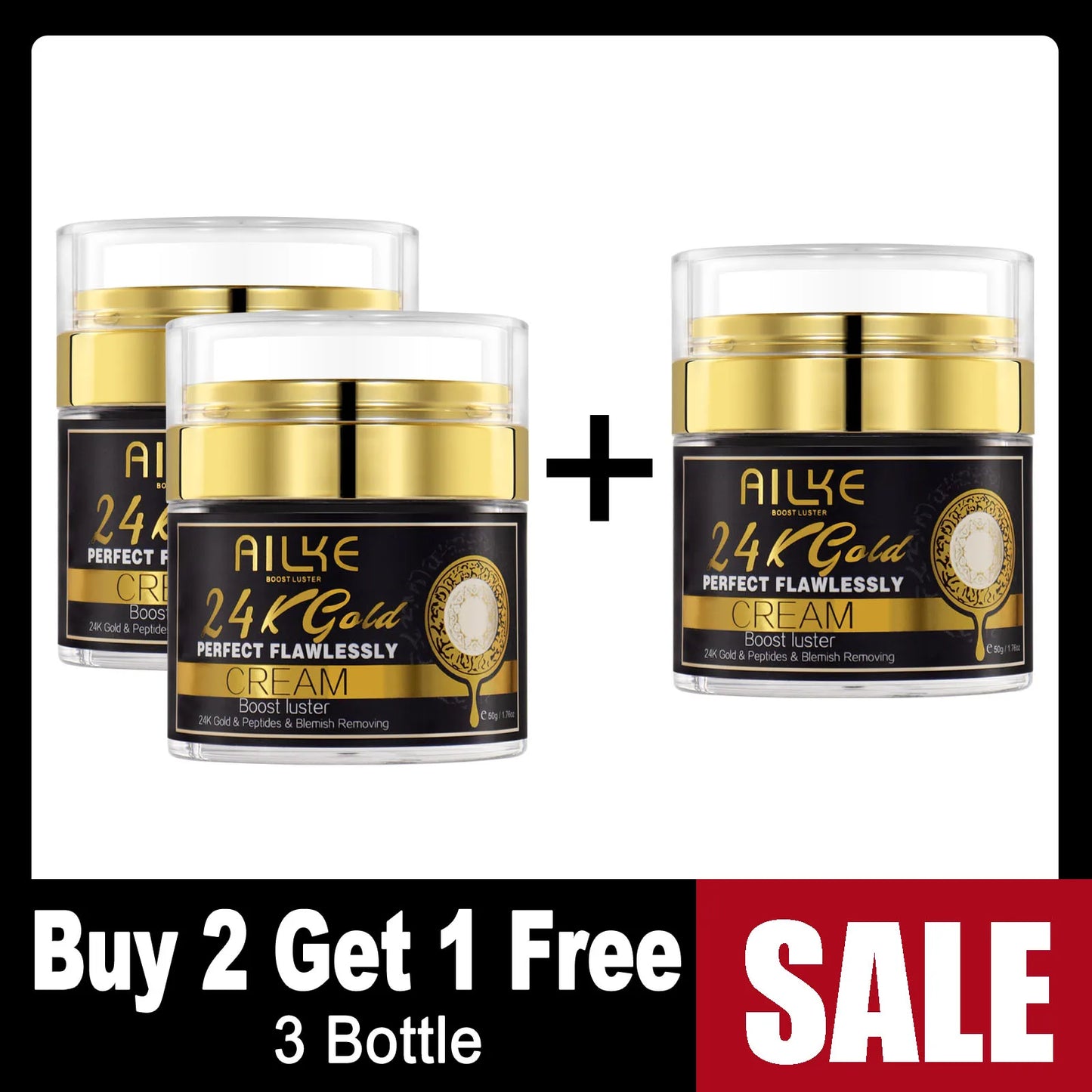 AILKE 24k Gold Whitening Range For All Skin Types, Remove Dark Spots, Wrinkles, Hyperpigmentation, Moisturizing, Hydration
