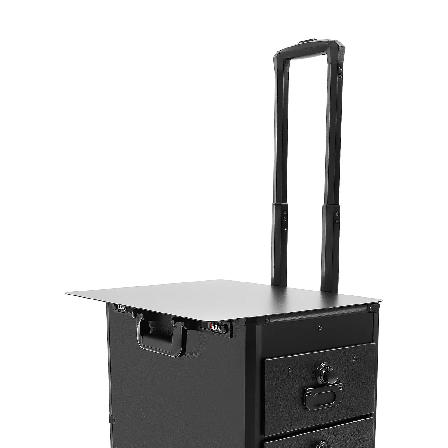 Rolling Cosmetic Case, Makeup Train Case, Tattoo Case, Metal Plate Tool Box with Adjustable Tripod, Nail Art Storage, High Capacity Organizer, PU Manganese Steel, Multi-drawer Workstation, Portable Salon Trolley for Hairstyli