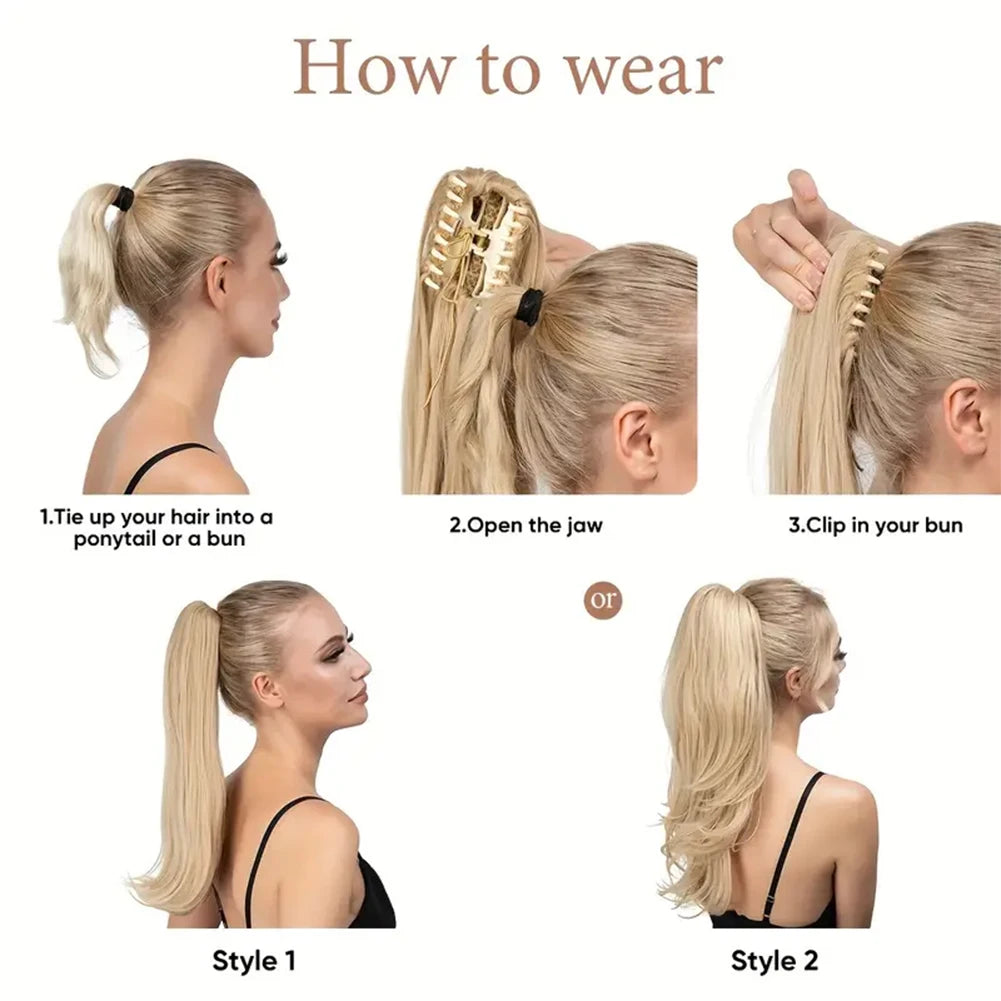 16 Inch Long Wavy Ponytail Extension with Claw Clip Faux Wavy Easy Styling Full and Voluminous Look Hairpiece Hair extensions Ponytail clip hair extensions clip hair extensions clip hair extensions