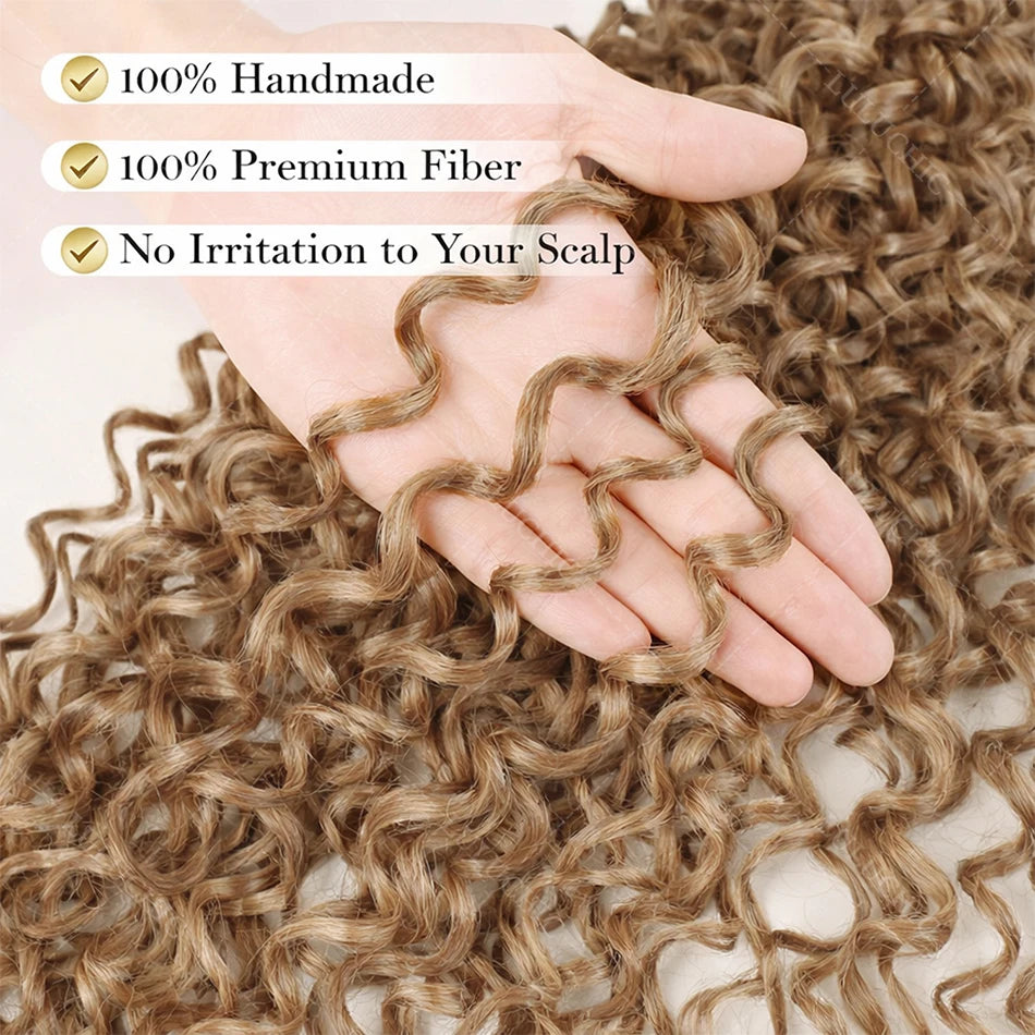 Honey Blonde Reusable Small Spirals Curly Crochet Hair Knotless Pre-Separated Kinky Curly Feather Crochet Human Hair Extensions