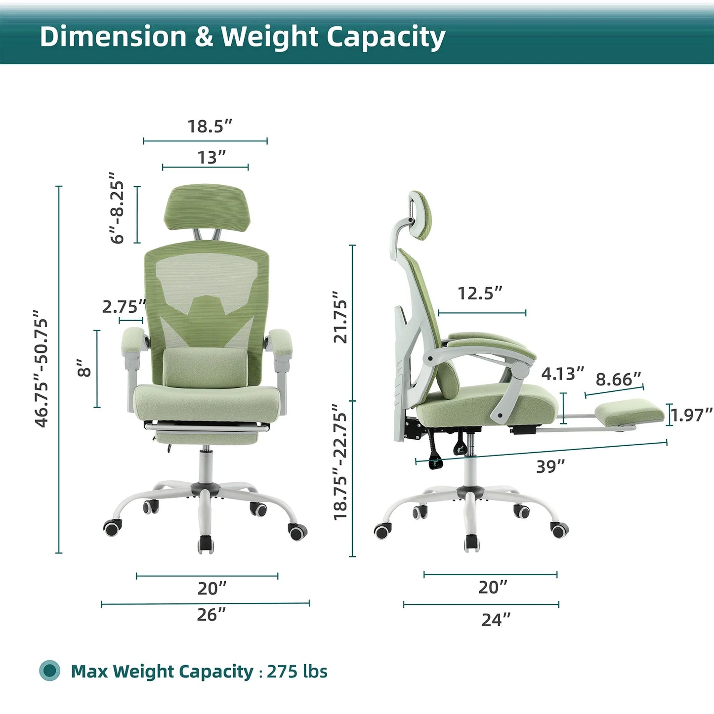 JHK Ergonomic Reclining High Back Mesh Living Room Gaming Chair