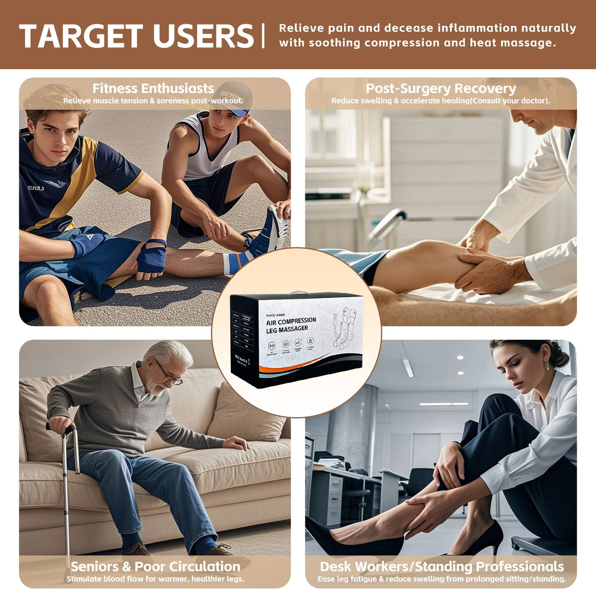 Heated Compression Leg Massager For Pain Relief And Better Circulation