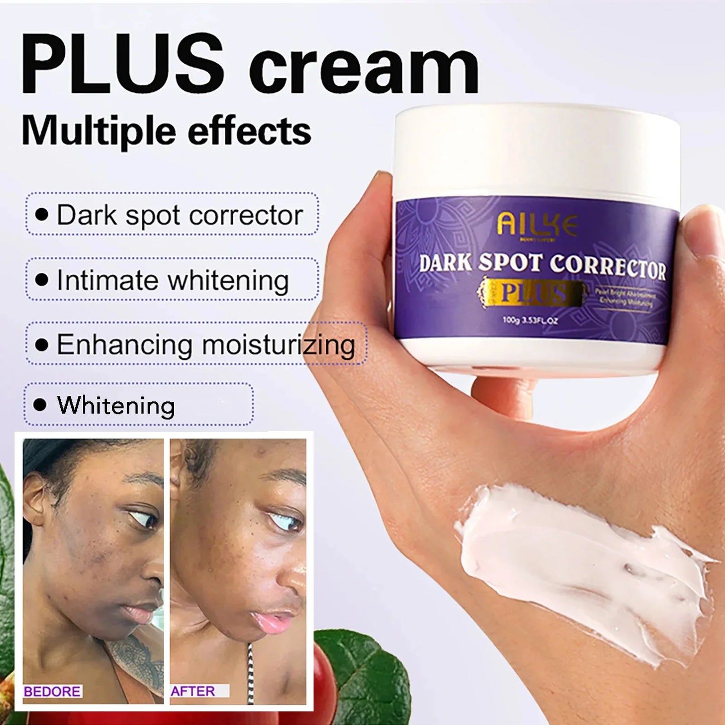 AILKE Whitening Lotion and Serum, Reduce Black Spots, Sun Spots, Melasma, Hyperpigmentation, Lighten Skin With Glutathione