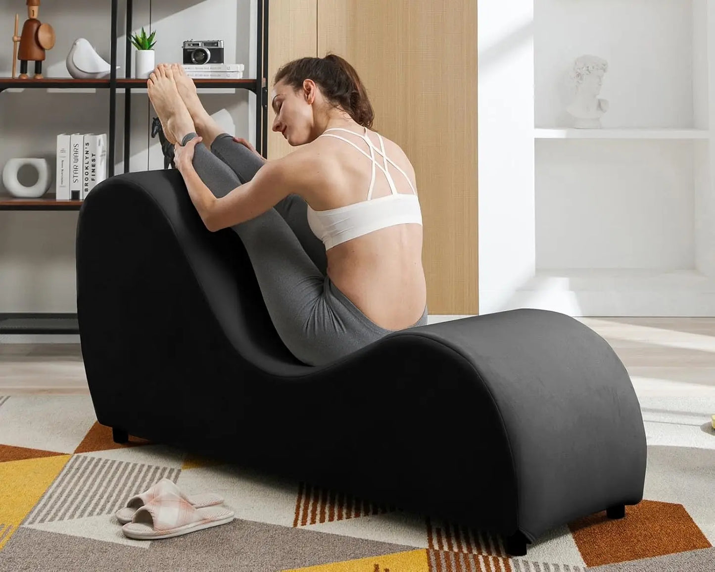 60'' Yoga Chairs, Curved Chaise Lounge Chair for Adults Stretching Exercising Relaxing, Ergonomically Designed Yoga, Customized