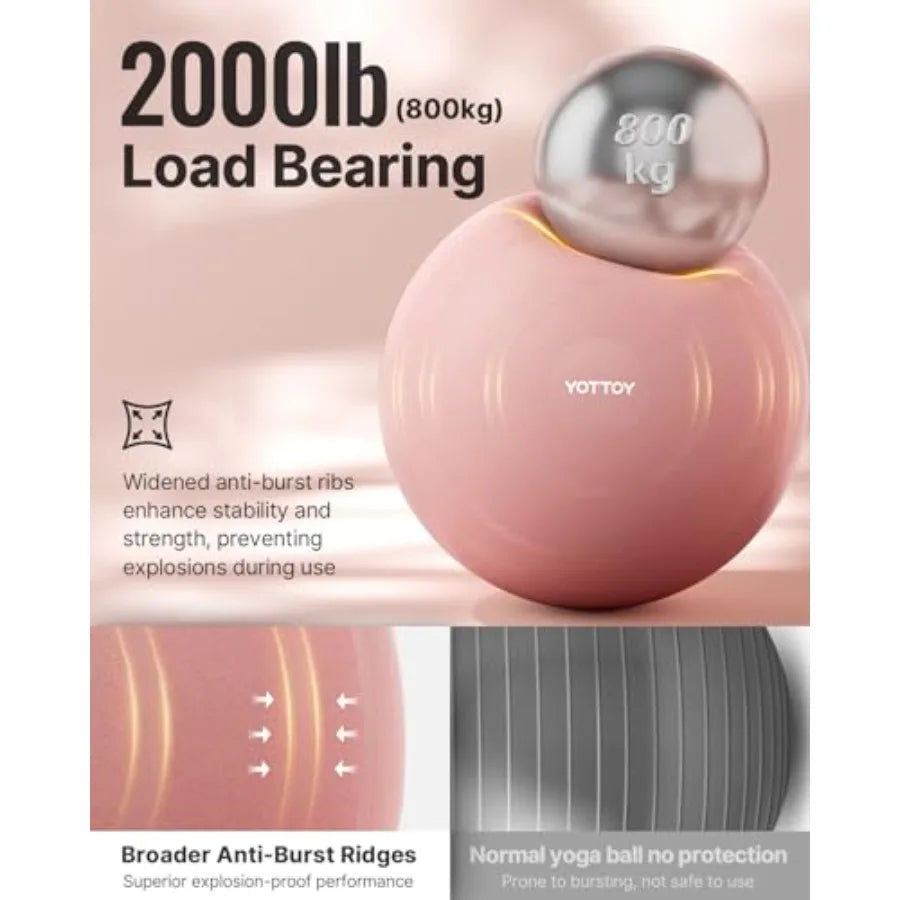 Anti-Burst Exercise Ball for Working Out, Yoga and Pregnancy, Extra Thick Workout Ball for Physical Therapy and Fitness
