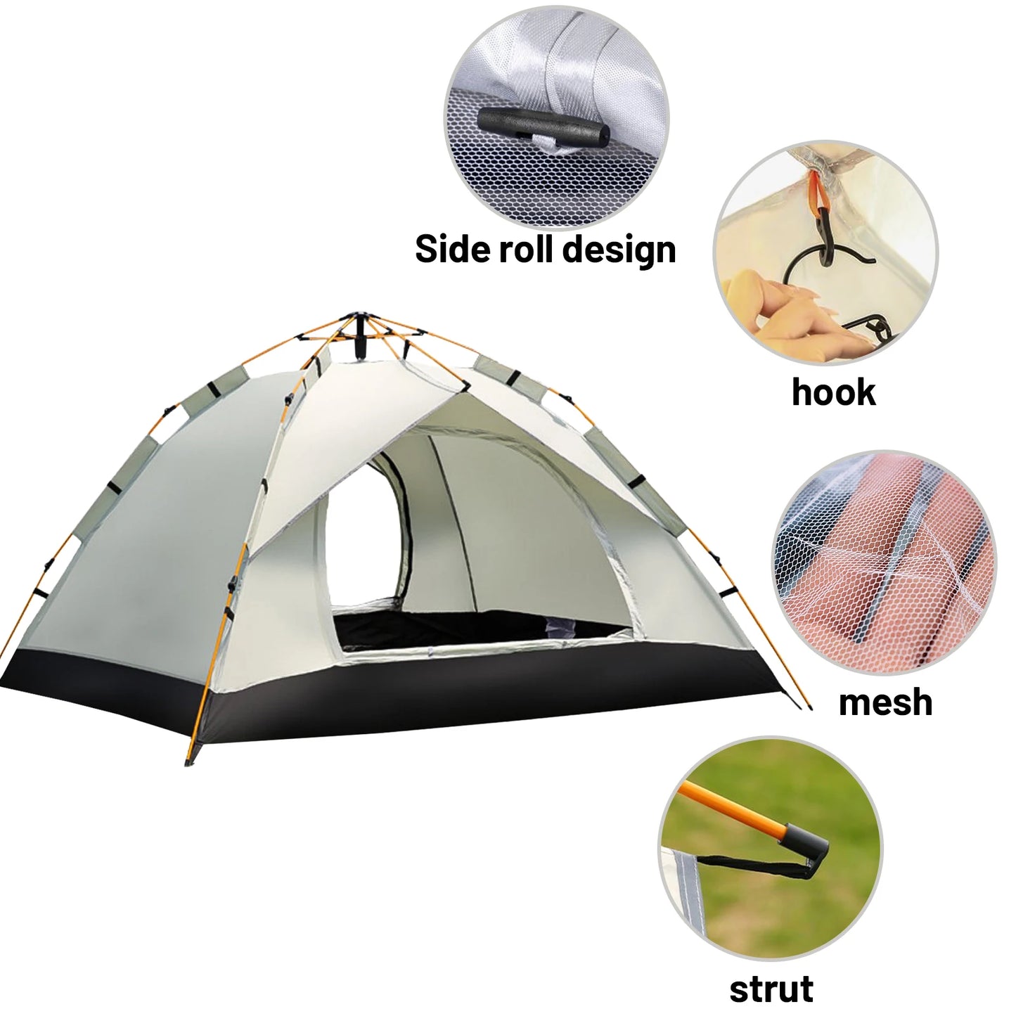 Small Silver Compact Auto-Tent - Quick 60-Second Setup Sunshade for 3-4 People, All-Weather & Portable