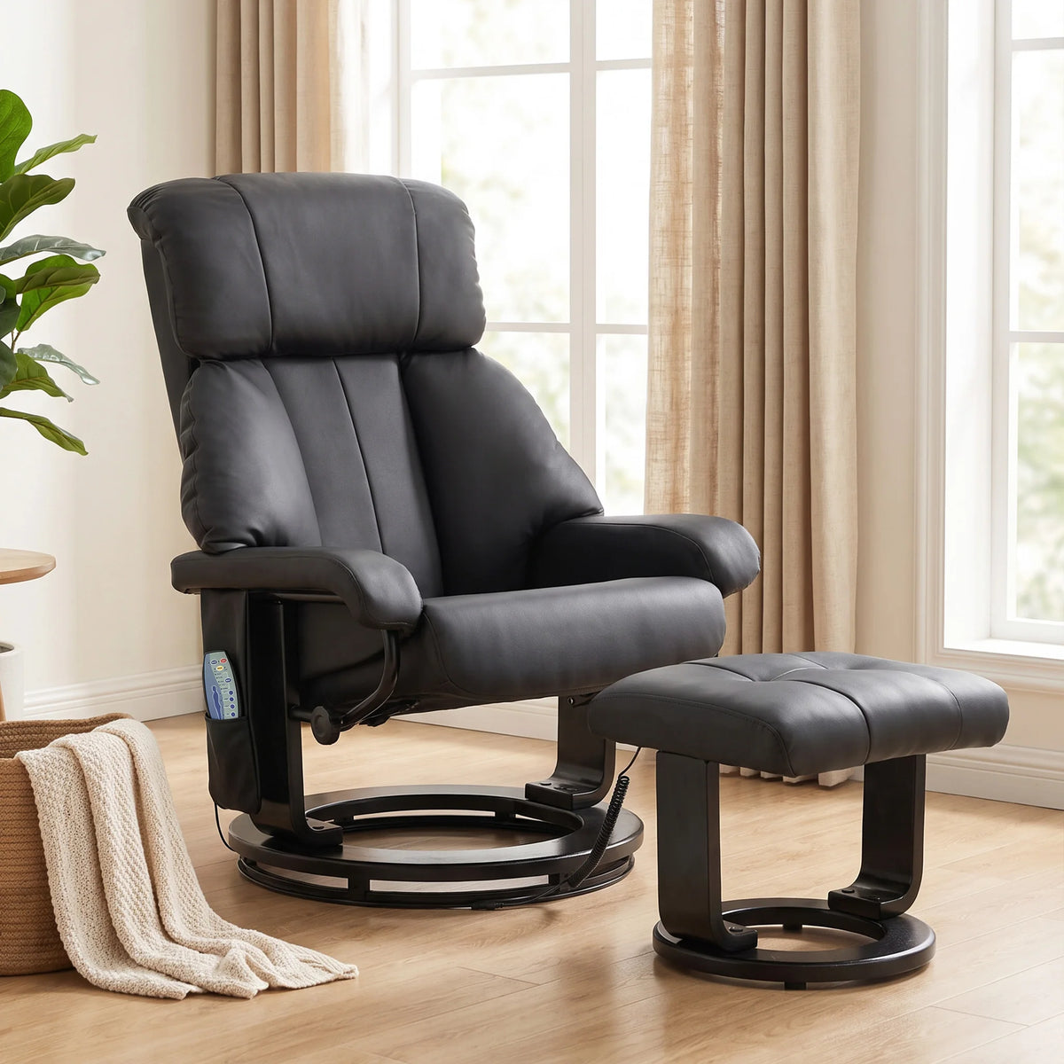 HOMCOM Massage Recliner With Ottoman And Remote Control Vibration