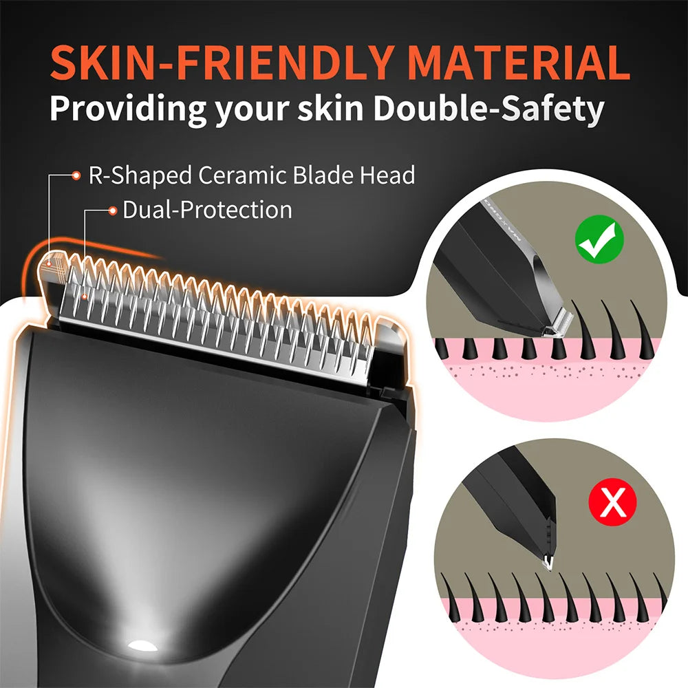 MAXGROOM Man Body Hair Trimmer IPX7 Waterproof Pubic&Groin Hair Groomer Electric Ball Shaver with LED Light Rechargeable Trimmer