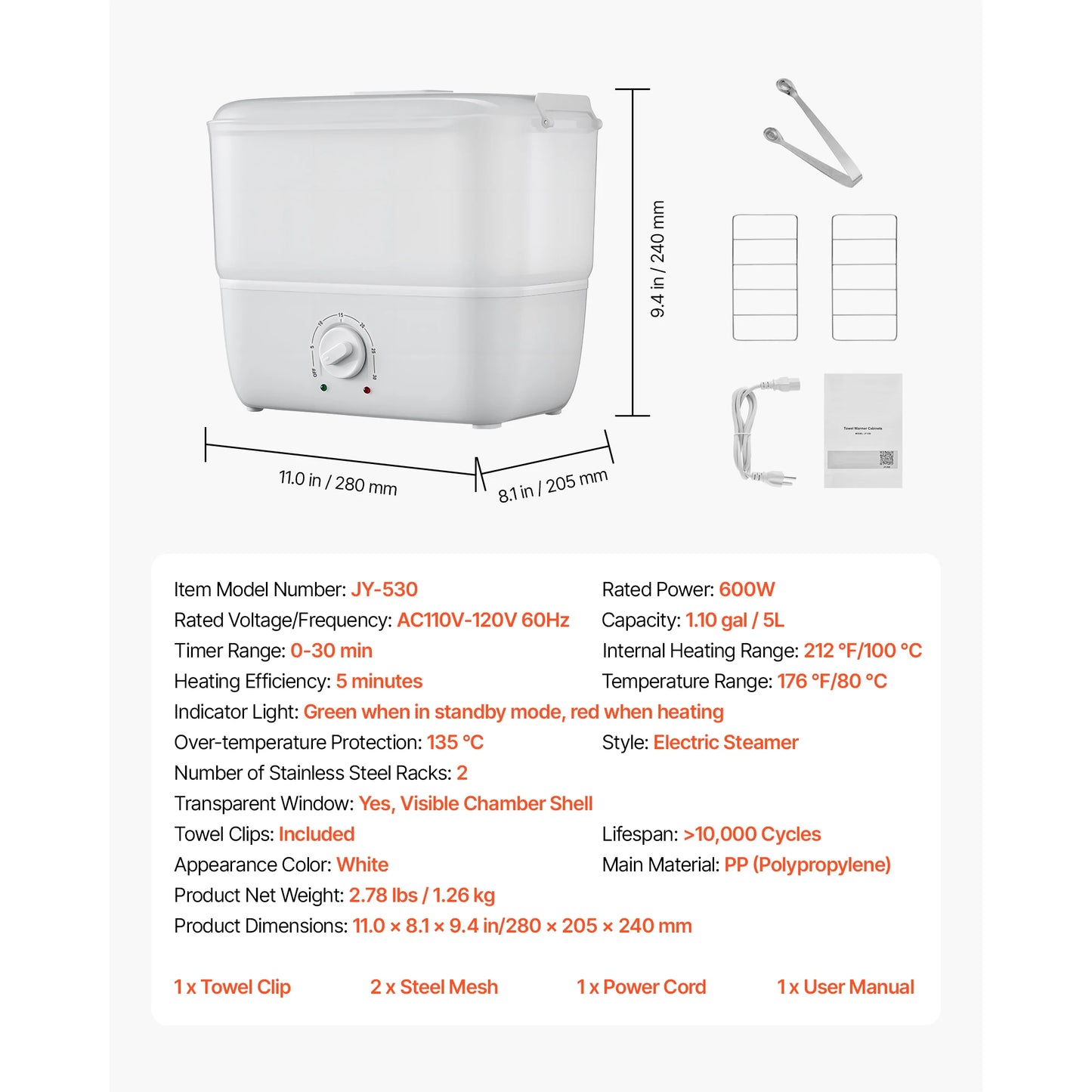 SucceBuy 1.1/5/10 gal Hot Towel Warmer with Clip Portable Facial Warmer Quickly Heats Up in 5 Minutes for Spa Barber Manicures