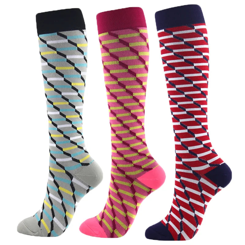 3/6/7 Pairs/Pack Compression Socks Women Men Knee High 30 MmHg Running Sports Socks Edema Diabetes Varicose Veins Socks Dropship